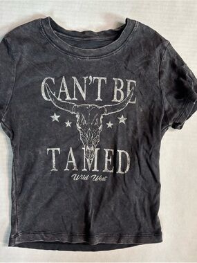 OG BABE 100% cotton Can't Be Tamed Graphic Tee - Distressed Black Womens Medium